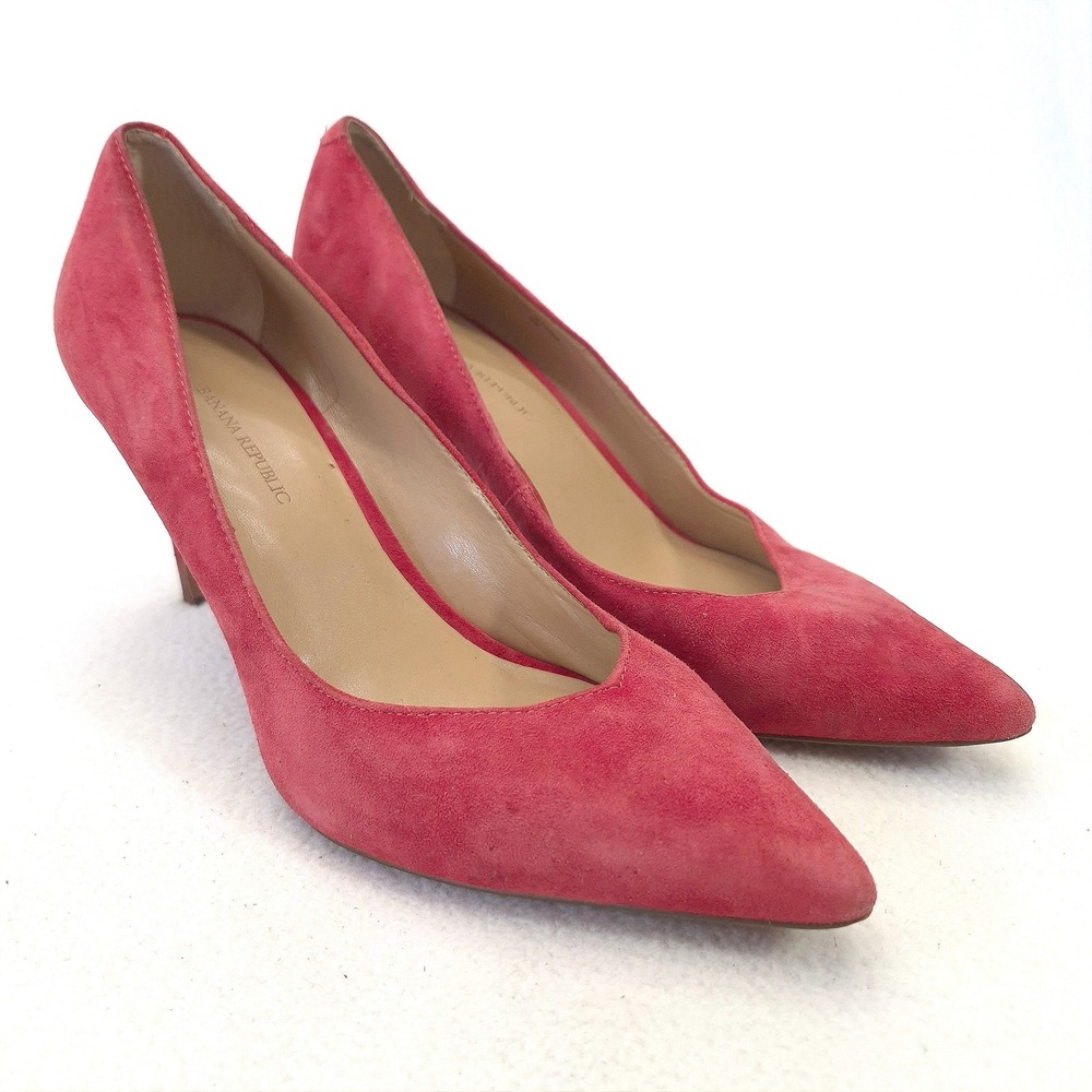 Banana Republic Red Suede Pointed Toe Stiletto Pumps Heels Womens 9